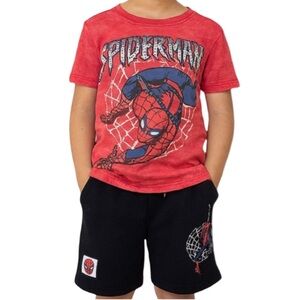 Marvel Spider-Man Red and Black drawstring shorts set size 6 NWT